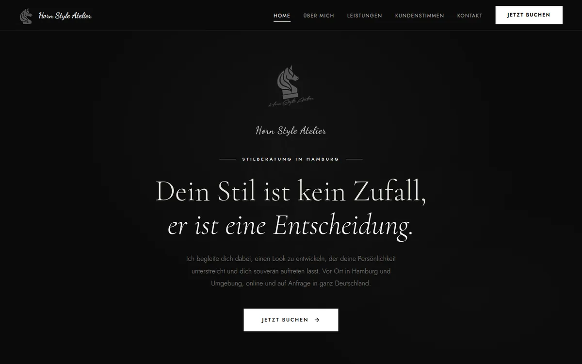 Startseite von hornstyleatelier.com am Desktop